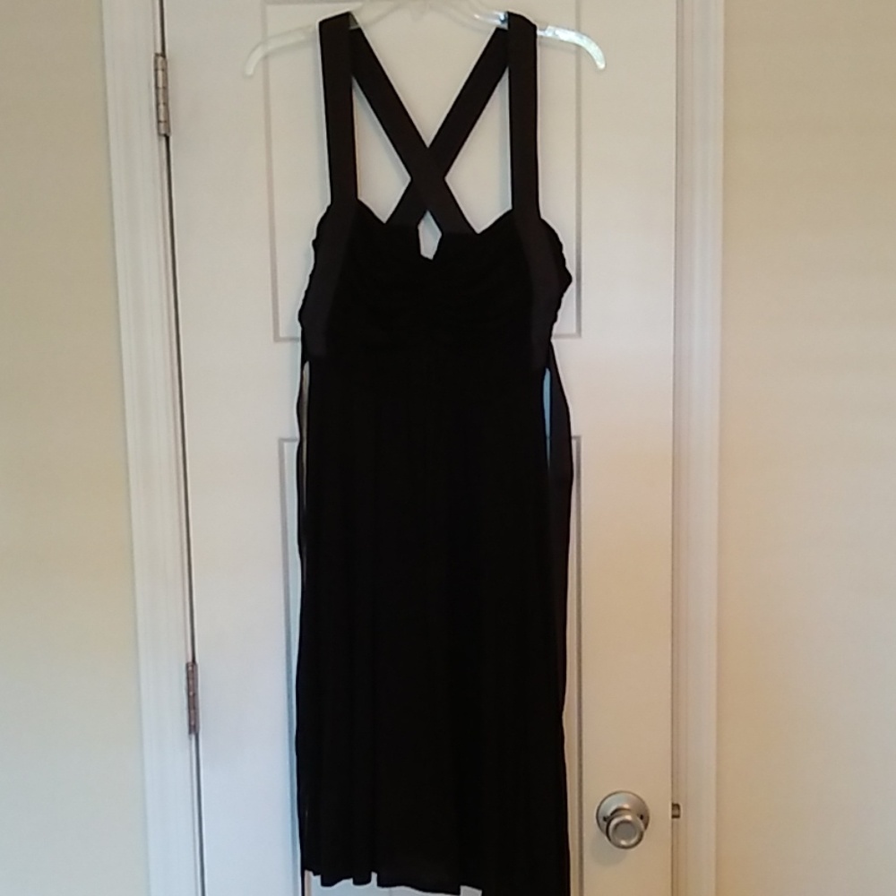 Theory Black Ribbon Strapped Dress